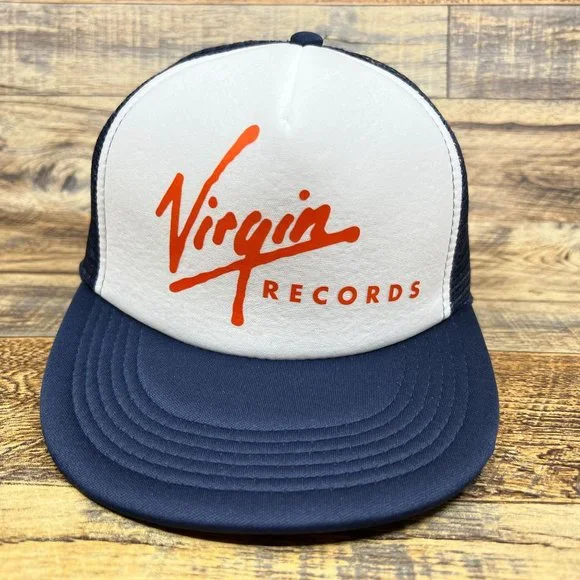 Retro 1978 Virgin Records Mens Trucker Hat Navy Snapback Mesh Baseball Cap - Picture 3 of 7